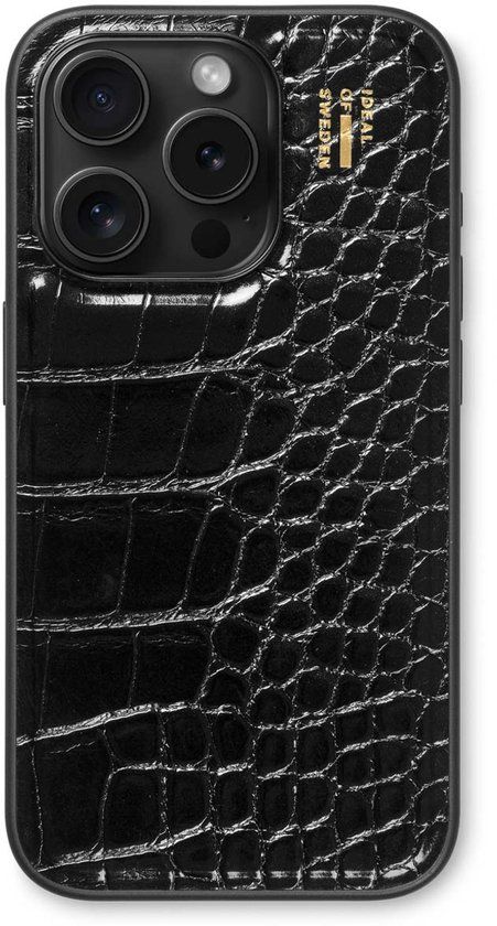iDeal of Sweden Vegan Leather Backcover geschikt voor Apple iPhone 15 Pro - Black Croco