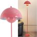 Alpinaluz Lampe sur pied en acier avec abat-jour incurvé, style scandinave moderne et rétro, lumière indirecte, douille E27, interrupteur au pied pour salon, chambre ou salle à manger (rose)