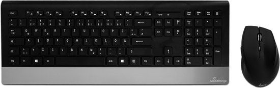 MediaRange MROS105 - Toetsenbord - QWERTY - Zwart/Zilver - Draadloos - Met Muis