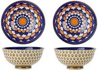 Cosy&Trendy Billiet - Vanlaere Oosterse serveerschaal - 2x - rond - 12 cm - porselein - soepkom - diep bord