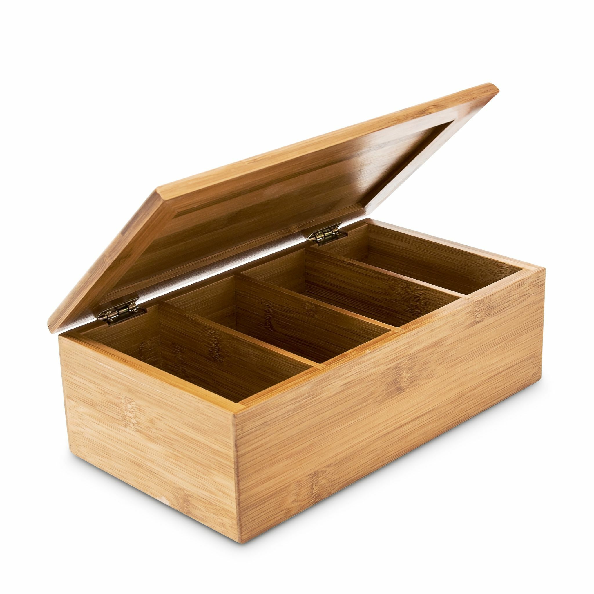 Merkloos Theedoos - 4 vaks - Bamboe - 27,5x15,5x9 cm