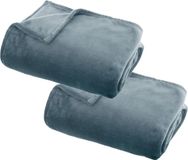 Atmosphera Plaid deken - 2x - ijsblauw - polyester - 130 x 180 cm