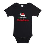Bellatio Decorations My first Christmas Kerst romper - zwart - babys - Babykleding Kerstmis - kerstkleding / Kerst rompertje 80