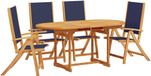 vidaXL Ensemble de jardin 5 pièces bois d'acacia massif et textilène - Bleu