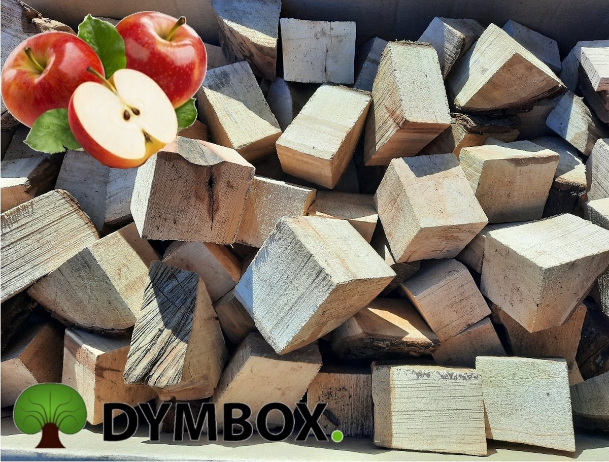 Dymbox 5 kg Appel Rookhout Chunks voor op de BBQ Rookoven (100% Appel) Onbehandeld