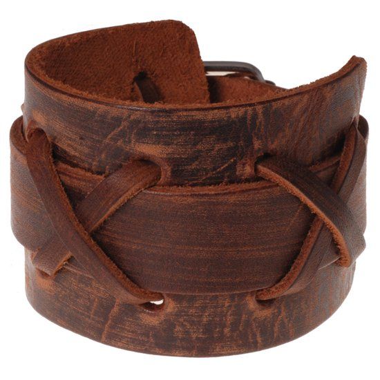 LGT JWLS Bruine Vintage Cross leren armband