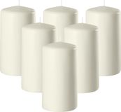 Enlightening Candles Bougie cylindrique/bougie pilier - 6x - blanc ivoire - D6 x H15 cm - 58 heures de combustion
