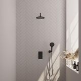 Brauer Black Edition Thermostatische Regendoucheset Inbouw - Hoofddouche 20 cm - Gebogen Wandarm - 3 Weg - Handdouche 3 Standen - Doucheslang - Wandaansluitbocht - Mat Zwart