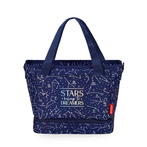 Legami - Thermische lunchtas, motief: sterren, geïsoleerde lunchtas, ruime lunchtas 10,8 liter, verstelbare schouderriem, schoudertas, 33 x 22 x 15 cm