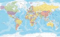 Shoppartners Bv Poster carte du monde de tous les pays - chambre d'enfant - école - topographie - 84 x 52 cm - papier