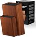 PromoHome Bloc à couteaux en acacia avec inserts en brosse - Support de rangement à 2 couches pour couteaux de cuisine