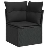 vidaXL 9-delige Loungeset met kussens, polyrattan, zwart