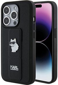 Karl Lagerfeld - Saffiano Serie - iPhone 15 Pro Max Bescherming - Choupette Design - Zwart