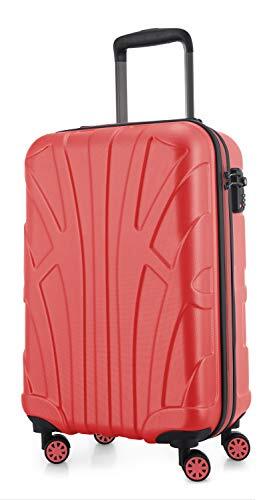Suitline Handgepäck Hartschalen-Koffer Koffer Trolley Rollkoffer Reisekoffer, TSA, 55 cm, ca. 34 Liter, 100% ABS Matt, Korall