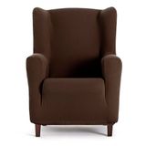 Eysa Bi-elastische bankhoes voor oorfauteuil, bruin, design Harlem