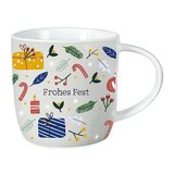 Grafik-Werkstatt Koffiemok met spreuk 300 ml | porseleinen mok Kerstmis | Vrolijk feest