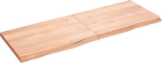 vidaXL - Wandschap - 140x50x(2-4)cm - behandeld - massief - eikenhout - lichtbruin