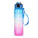 Bleu/Violet 1L Gourde de sport avec marqueur de temps Carafe d'eau Anti-fuite Bouilloire à boire pour bureau école camping (sans BPA)