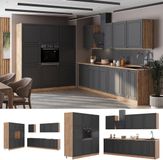 Vicco Complete keukeneenheid Fame-Line, Anthrazit-Gold Landhaus/Goudkleurig Eiken, 460 cm zonder werkblad