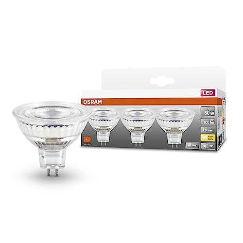 OSRAM OSRAM LED SPOT MR16 50 12V LED-reflektorpære, GU5.3 sokkel, 3-pak, 6,5W, 630lm, 2700K, varmt hvidt lys, meget lavt energiforbrug, lang levetid, ingen opvarmningstid