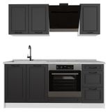 Vicco Eenpersoonskeuken R-Line Antraciet landelijk/Wit 180 cm marmer werkblad