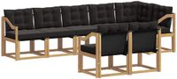 vidaXL Hoek loungeset 8-persoons Acaciahout Wit en zwart