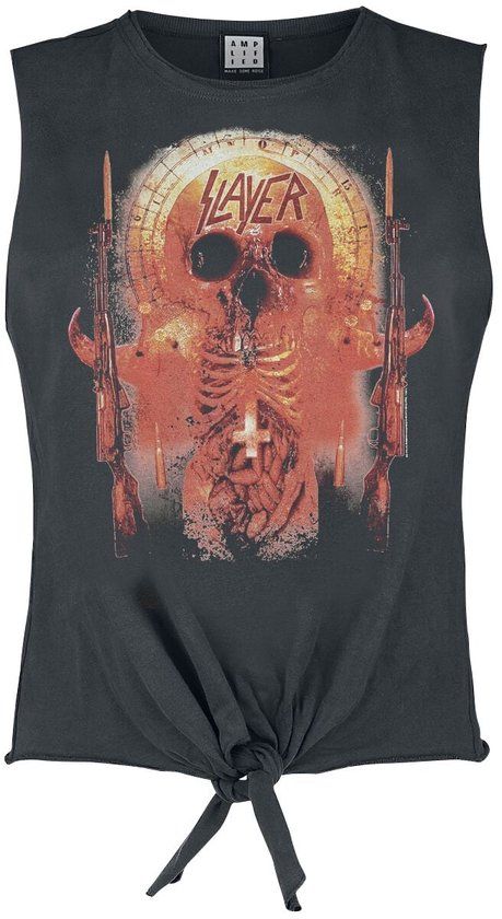 Slayer Amplified Collection Ribs Dames Top houtskool XL