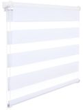 Dubbele rolgordijn - Dag- en nachtrolgordijn - Twee lagen - Lichtdempend - Stofafstotend - Bediening met koord - 90 x 220 cm - Wit