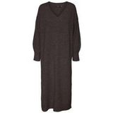 VERO MODA VMJUPITER LS V-NECK CALF DRESS BF Lange Jurk Dames Bruin S