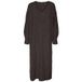 VERO MODA VMJUPITER LS V-NECK CALF DRESS BF Lange Jurk Dames Bruin S