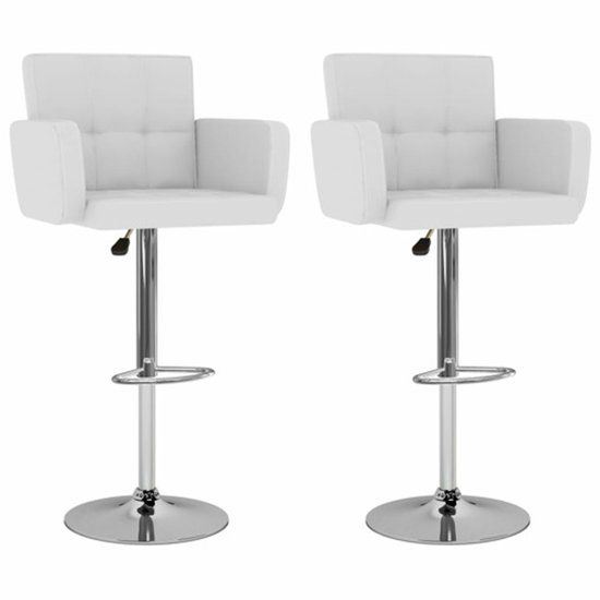vidaXL Barstoelen - 2 stuks - Kunstleer - Wit