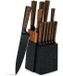 Royal Swiss Messenset 12-delig met Blok – Professionele RVS Koksmessen – Ergonomische Houten Handgrepen – Noir/Brun