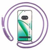 Tumundosmartphone Transparante beschermhoes voor de Realme 12 5G / 12 x 5G, met paars koord