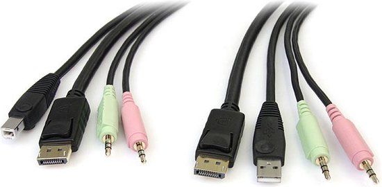 StarTech.com 1.8m DisplayPort KVM Switch Cable with Audio and Microphone - Black