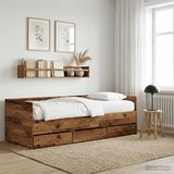 vidaXL Dagbed met lade met hoofdeinde met opslag Oud hout Bewerkt hout