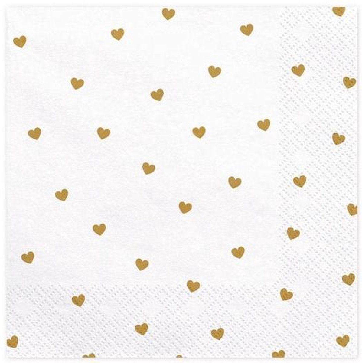 Partydeco Poland Servetten Wit Harten Goud | 20 Stuks