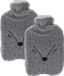 Home & Styling Warmwaterkruik - 2x - 2L - grijs - kruik met hoes - vos - dierenkruik