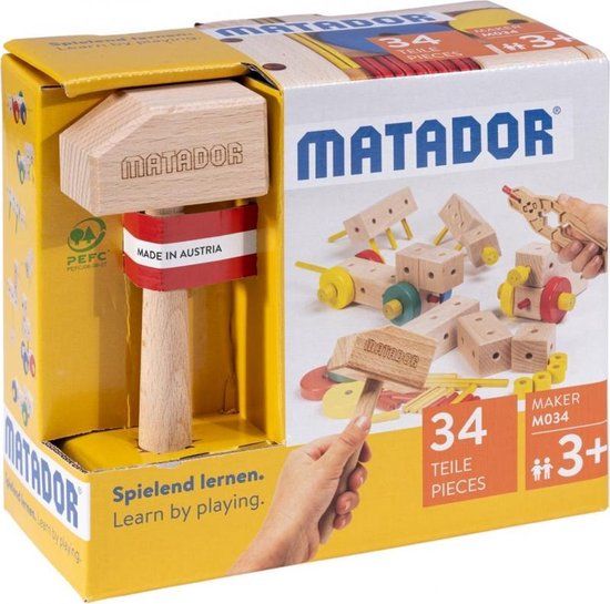 Matador M034 - 34-delig - Hout - Bouwstenen - 3+ jaar