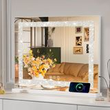 Merkloos / Sans marque Hollywood Make-upspiegel met Verlichting - Rechthoek - Zilver