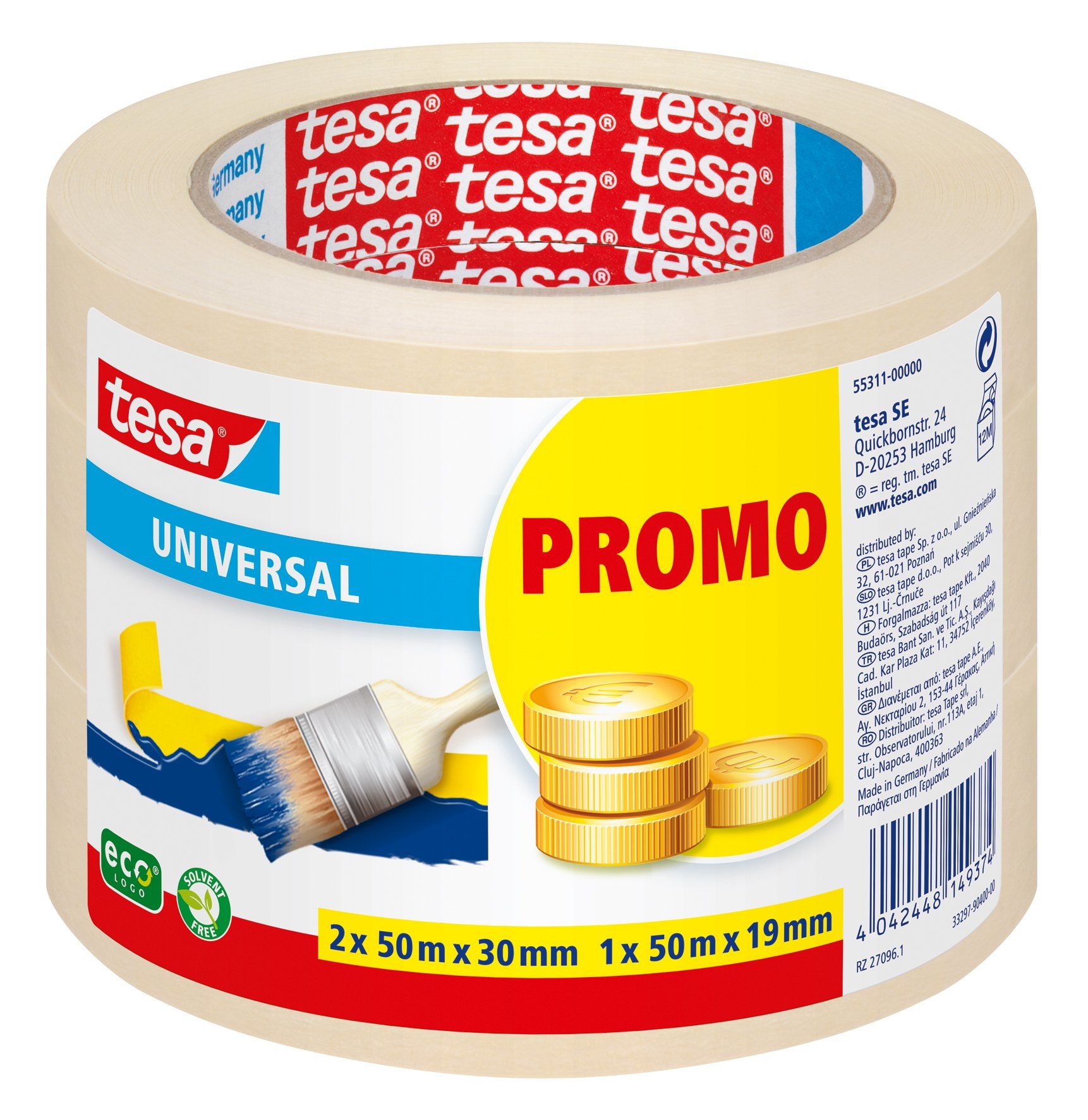tesa PRO set universele afplaktapes 1x 19mmx50m 2x 30mmx50m