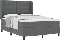 vidaXL Boxspring bed met hoofdeinde Donkergrijs 140 x 200 cm Stof