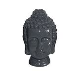 Homea 5DEJ1342GR decoratieve figuur boeddhakop, keramiek, grijs, 20 x 20 x 31 cm