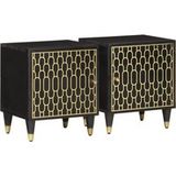 MAISON CHIC Icecat Tables De Chevet 2 Pcs-lot De 2 Table De Nuit-cabinet De Chevet 40x33x46 Cm Bois De Manguier Solide 803403