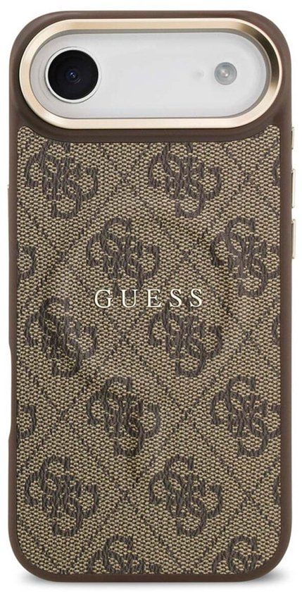 Guess Back Cover - iPhone 17 Air - Bruin - Magsafe PU Leather - 4G Classic Logo