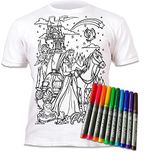 Splat Planet Prinses T-shirt om in te kleuren met 10 magische pennen, wasbaar, niet giftig, T-shirt om te kleuren, wassen en herbruikbaar, wit, 7-8 jaar