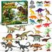 Dino Calendrier de l'Avent - 24 vakjes - Dino-speelset met T-Rex, triceratops et vulkaan - Kerstaftellen voor kinderen vanaf 3 jaar - Speelgoed voor jongens en meisjes
