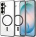 Techsuit Hoesje geschikt voor Samsung Galaxy S26 Plus - Luxury Crystal Back Cover - Geschikt voor MagSafe - Transparant/Zwart