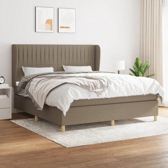 vidaXL Boxspring met matras, stof, taupe, 160x200 cm