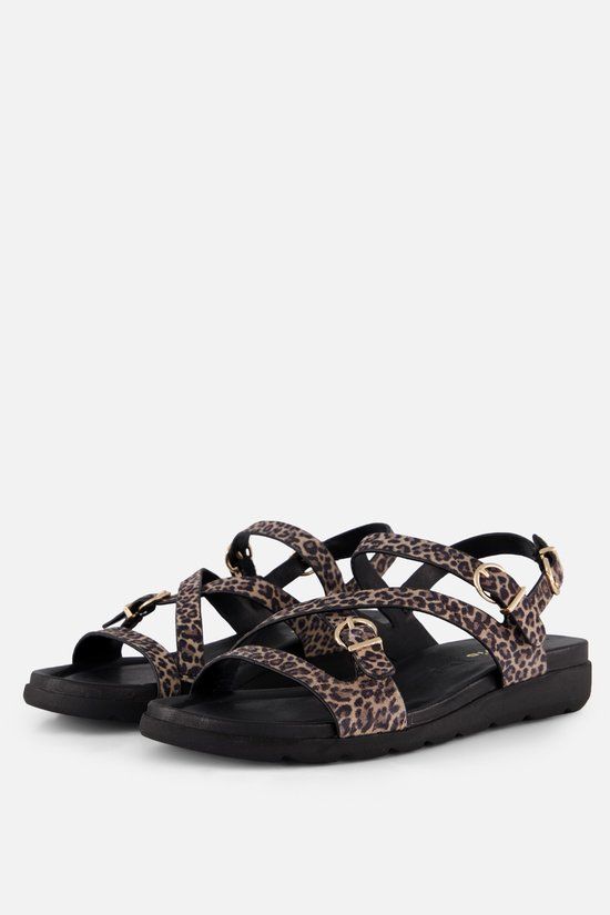 Tamaris Sandalen bruin Panterprint Suède - Maat 38