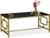 Merkloos Relaxdays Salontafel - Glas - Metalen Frame - 45 x 110 x 60 cm - Zwart-Goud